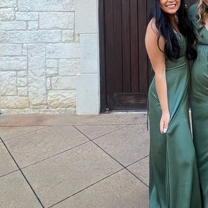 Azazie mei stretch dress- eucalyptus satin